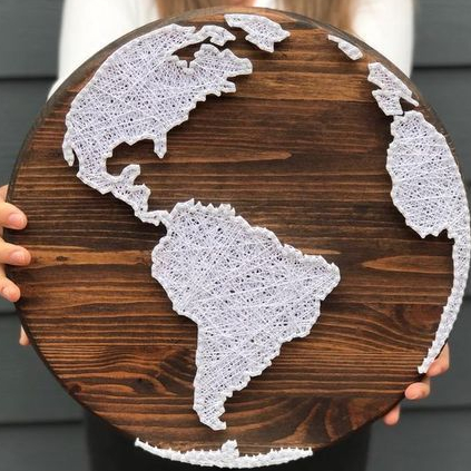 String Art Hiasan Dinding Kayu Motif Bumi