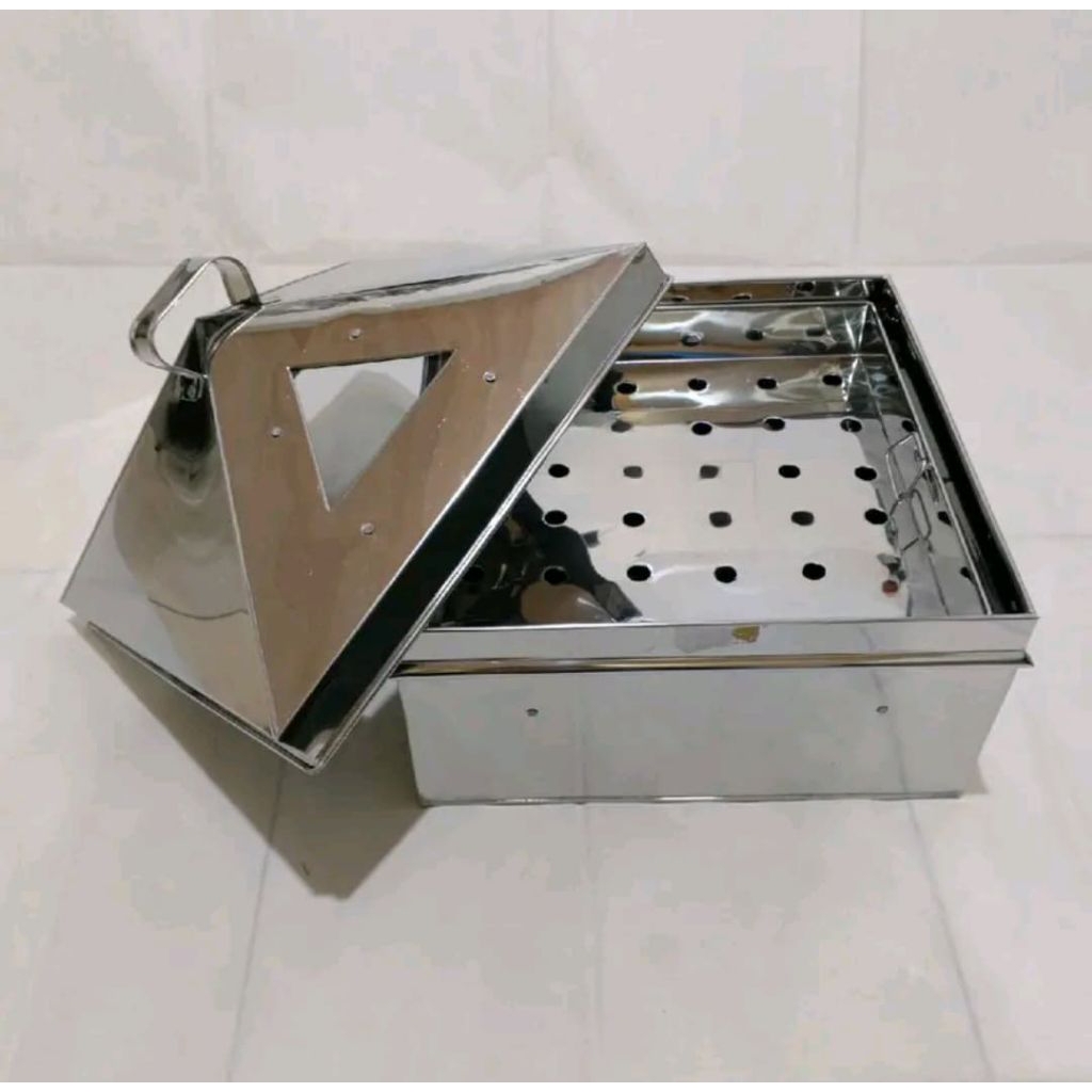 Klakat Kukusan Kotak Persegi Dimsum Steel Bahan Stainless Kaca Alat kukusan