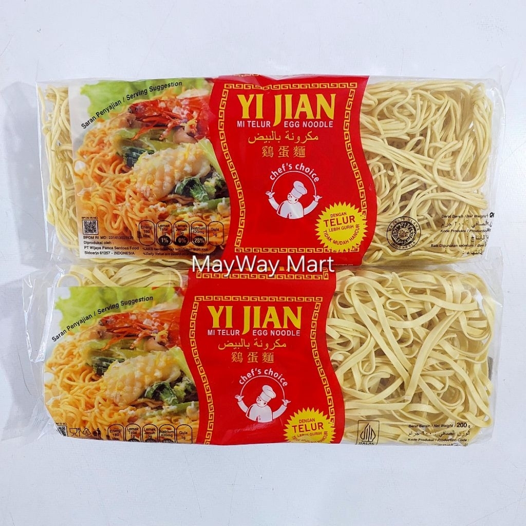 

Mie Telur Yi Jian 200gr (Mie Lurus/ Mie Gepeng)
