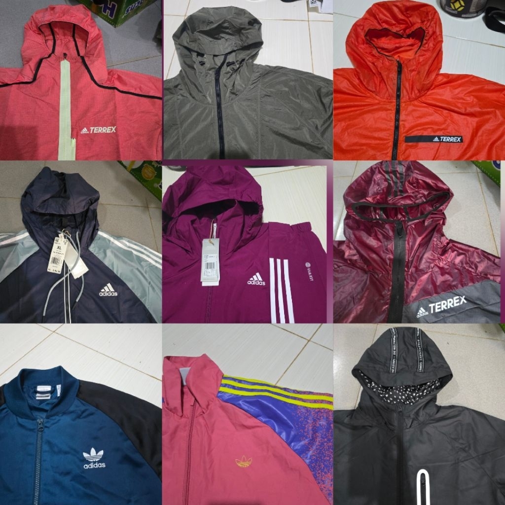 Jaket Adidas ORIGINAL  olah raga windbreaker running Tracktop casual