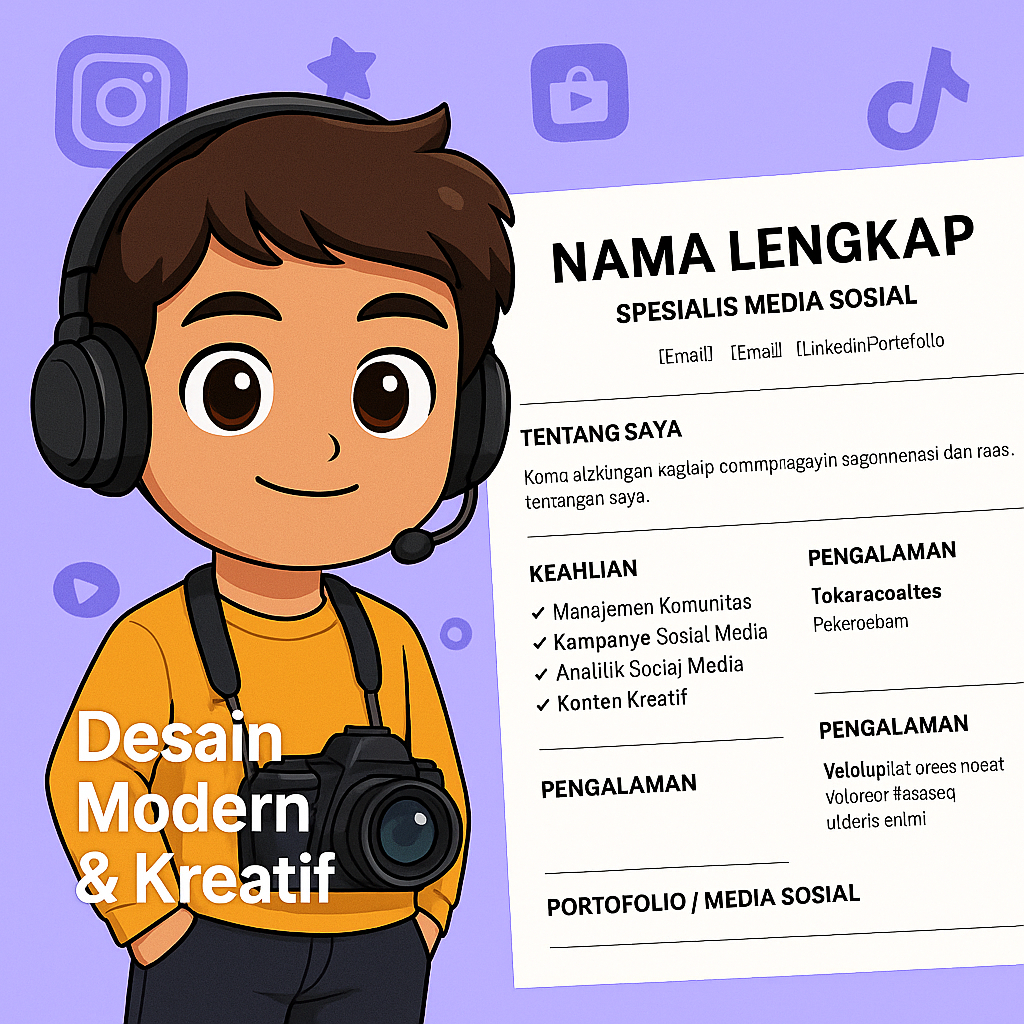 Template CV Kreatif untuk Social Media Specialist | ATS Friendly & Siap Apply Kerja