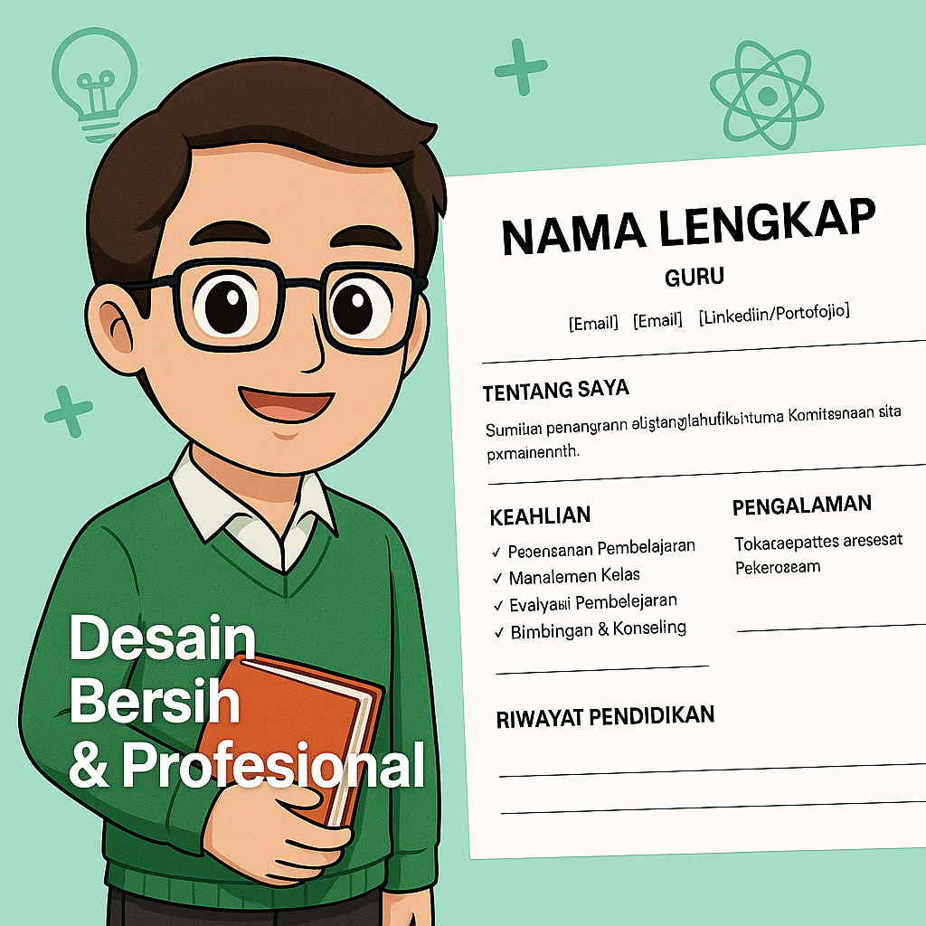 Template CV Guru & Pendidik ATS Friendly | Desain Profesional | Fresh Graduate & Berpengalaman