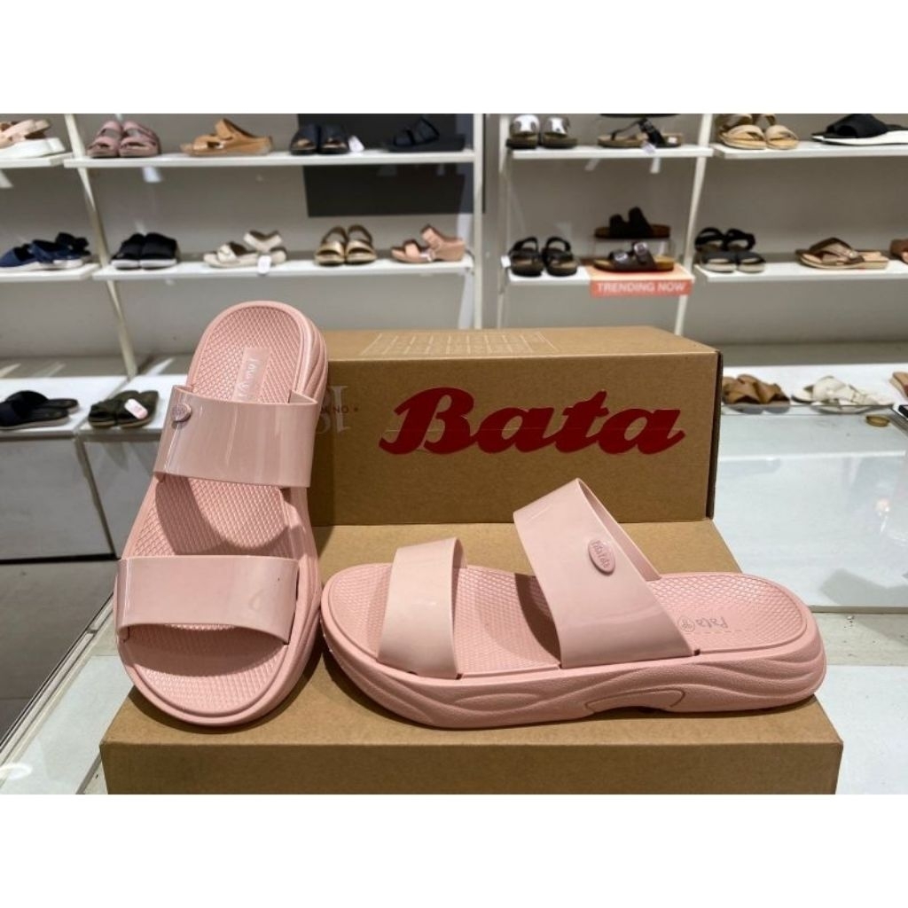 pata-pata Bata sandal slop wedges karet wanita original 572-5275
