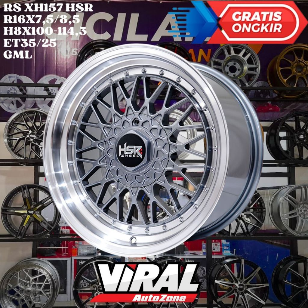 Velg Mobil Ring 16 Celong Model BBS R16 HSR RS Lebar 7,5/8,5 Loban Baut 4 ET35/25 GML