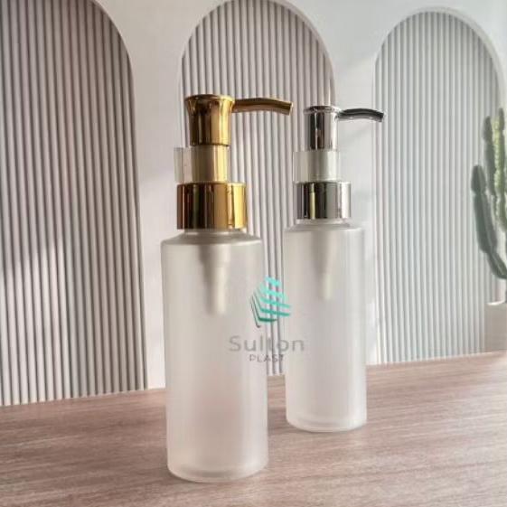 100ML BOTOL PLASTIK FROSTED PUMP EKSKLUSIF GOLD/SILVER