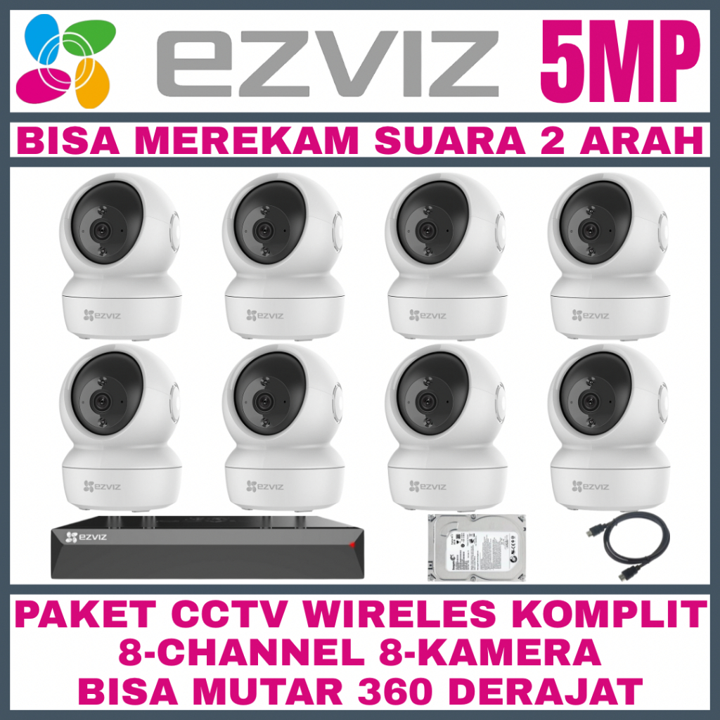 Paket CCTV EZVIZ 5MP 8 Channel 8 Kamera Wireless