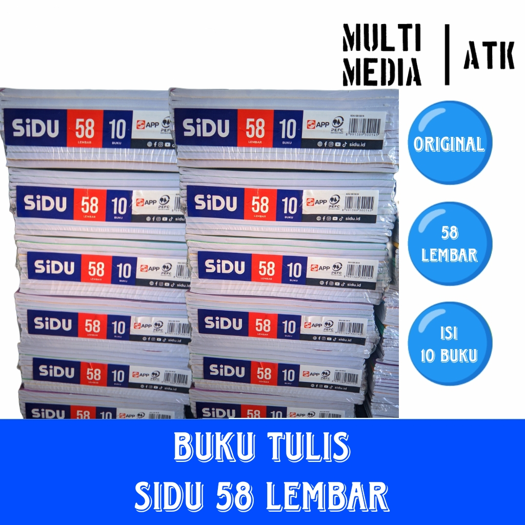 

SiDU 58 Lembar Buku Tulis - 1 Pak Isi 10