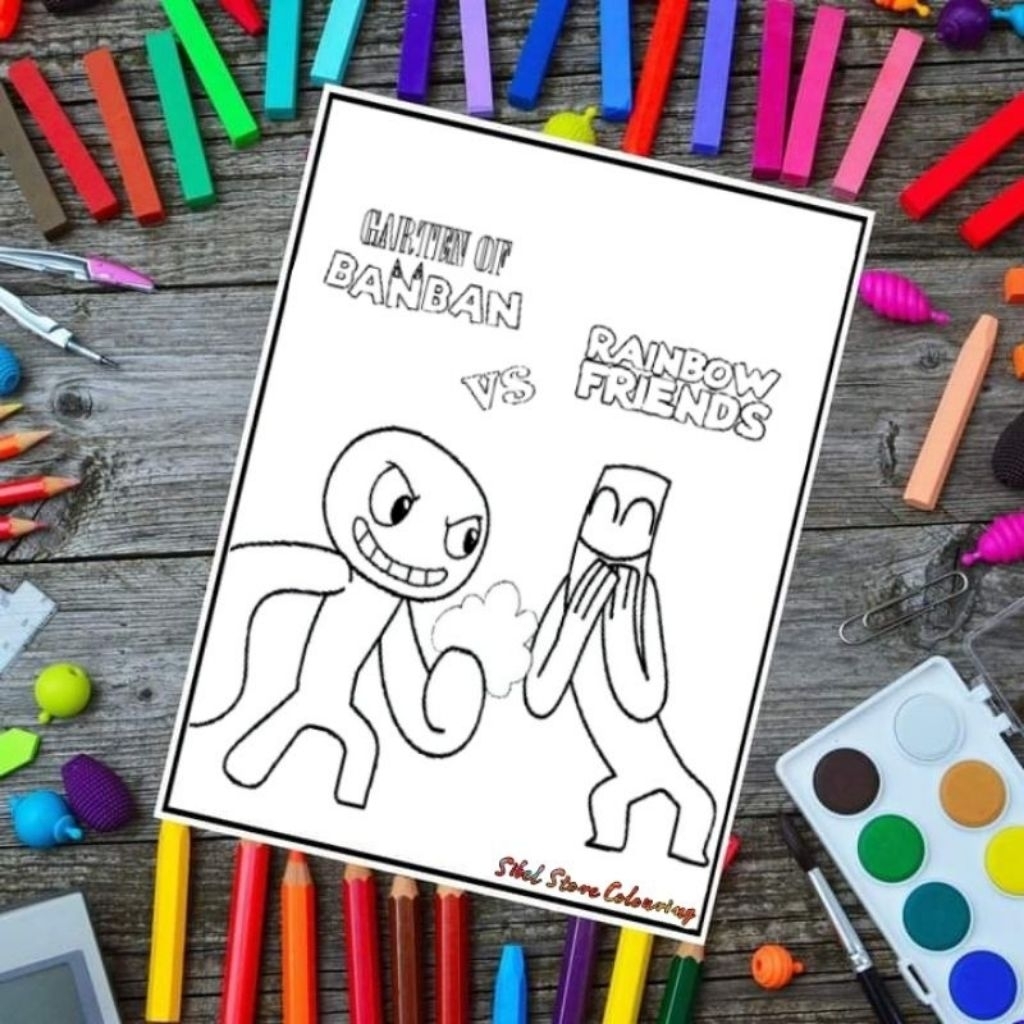

Kertas Gambar Mewarnai Anak Tema Garten of Banban VS Rainbow Friends (10 Gambar) Kertas Gambar Garten Tebal