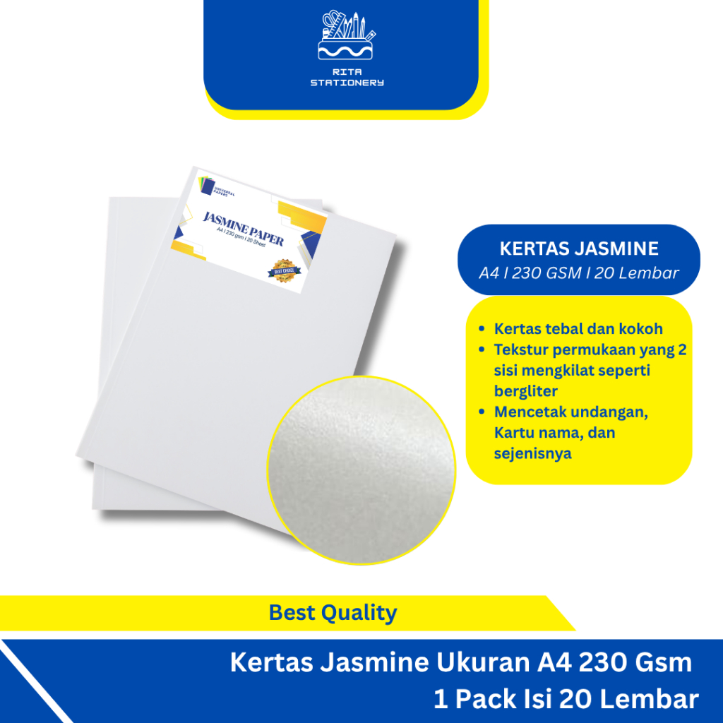 

Kertas Jasmine Ukuran A4 230 Gsm 1 Pack Isi 20 Lembar