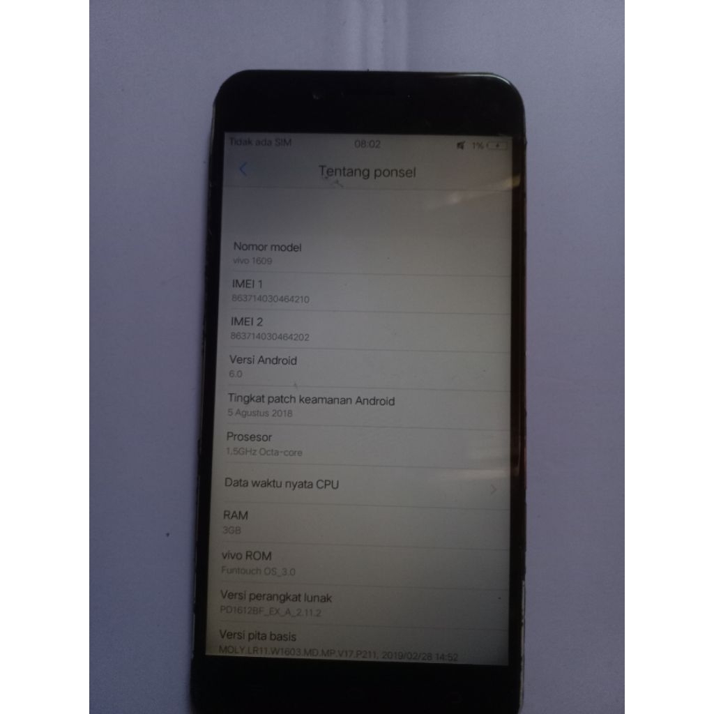 VivoV5 Ram3Gb Minus