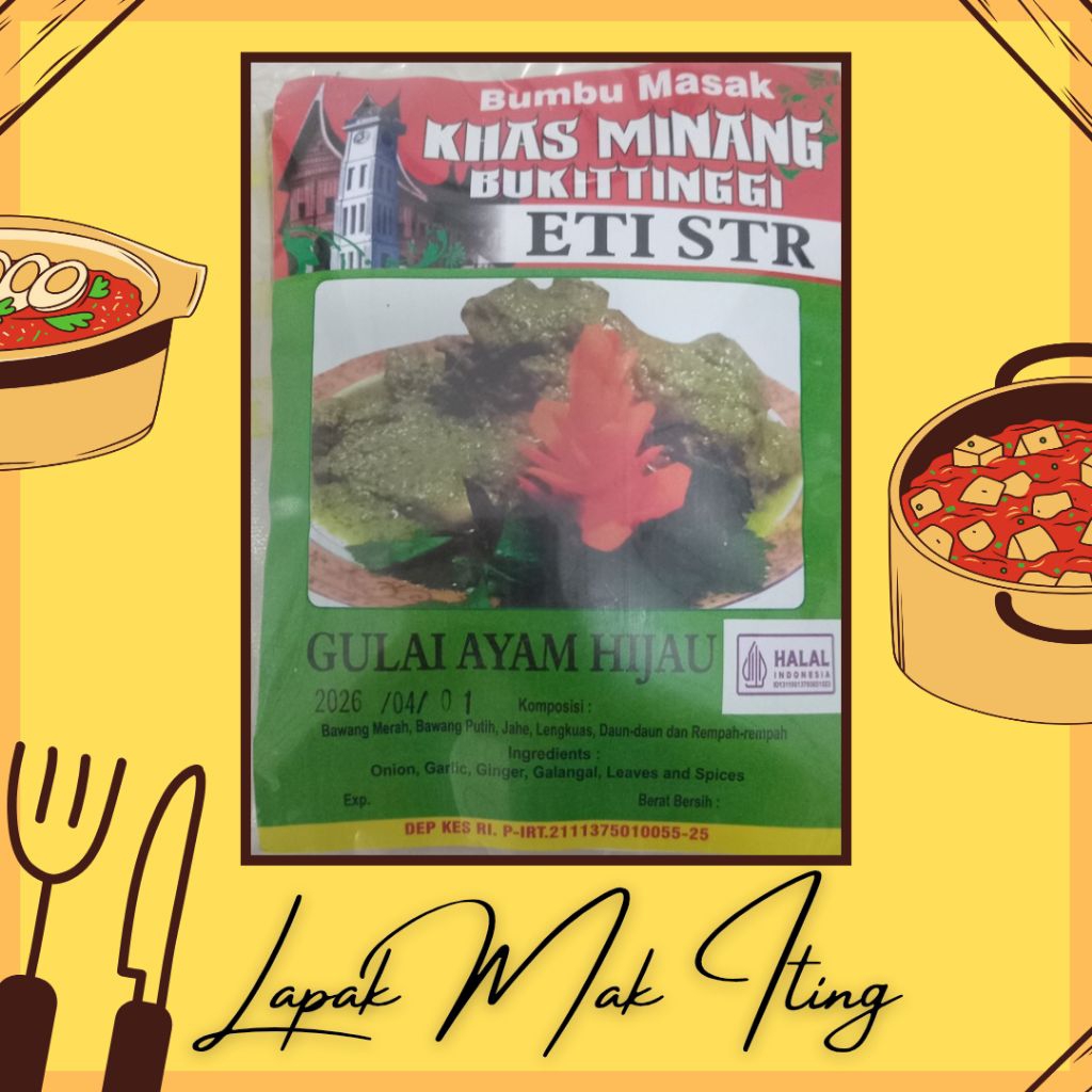 

Bumbu Masak Khas Minang Bukittinggi Eti STR - Gulai Ayam Hijau