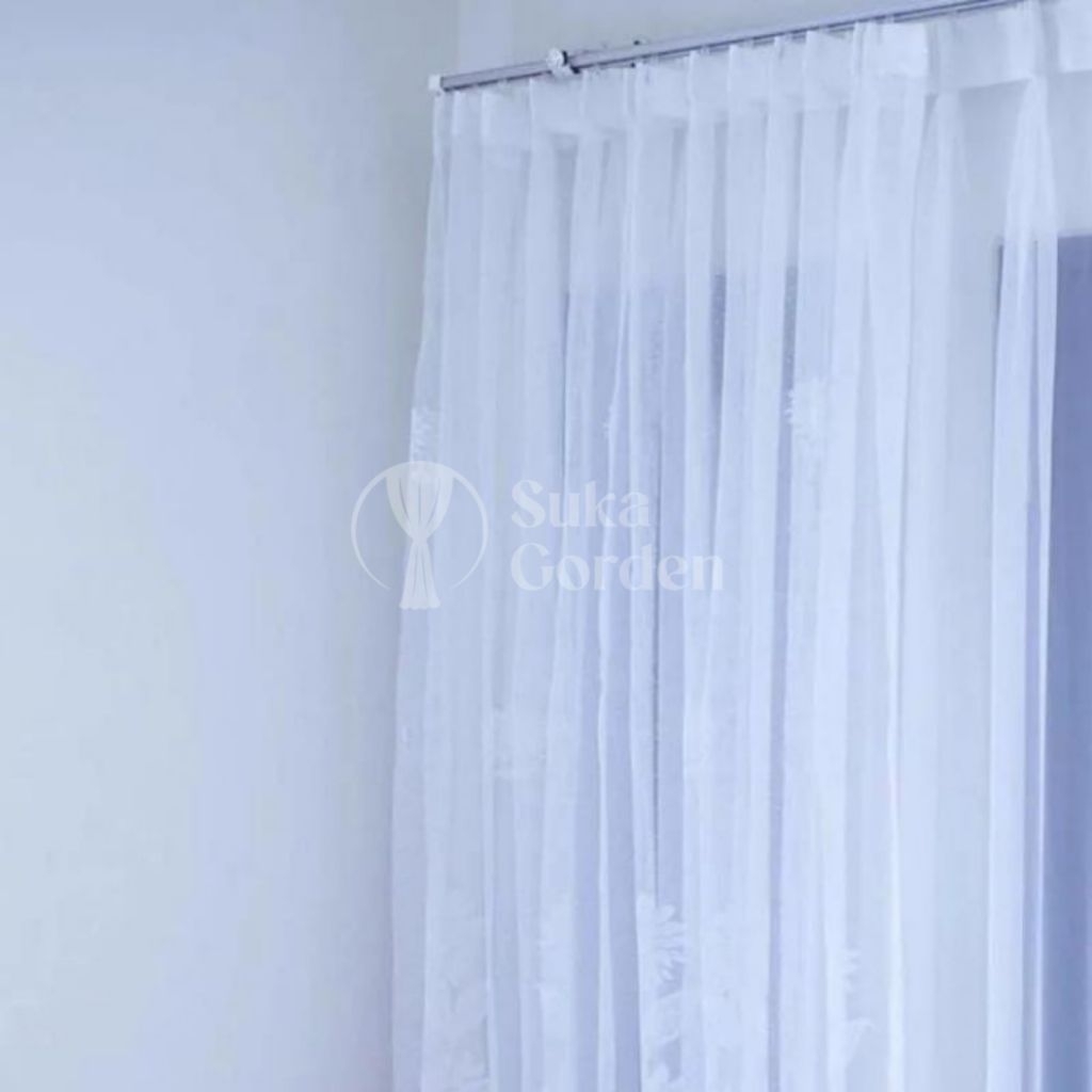 Vitrase Motif Bunga Matahari Putih Polos Dalaman Gorden Transparan