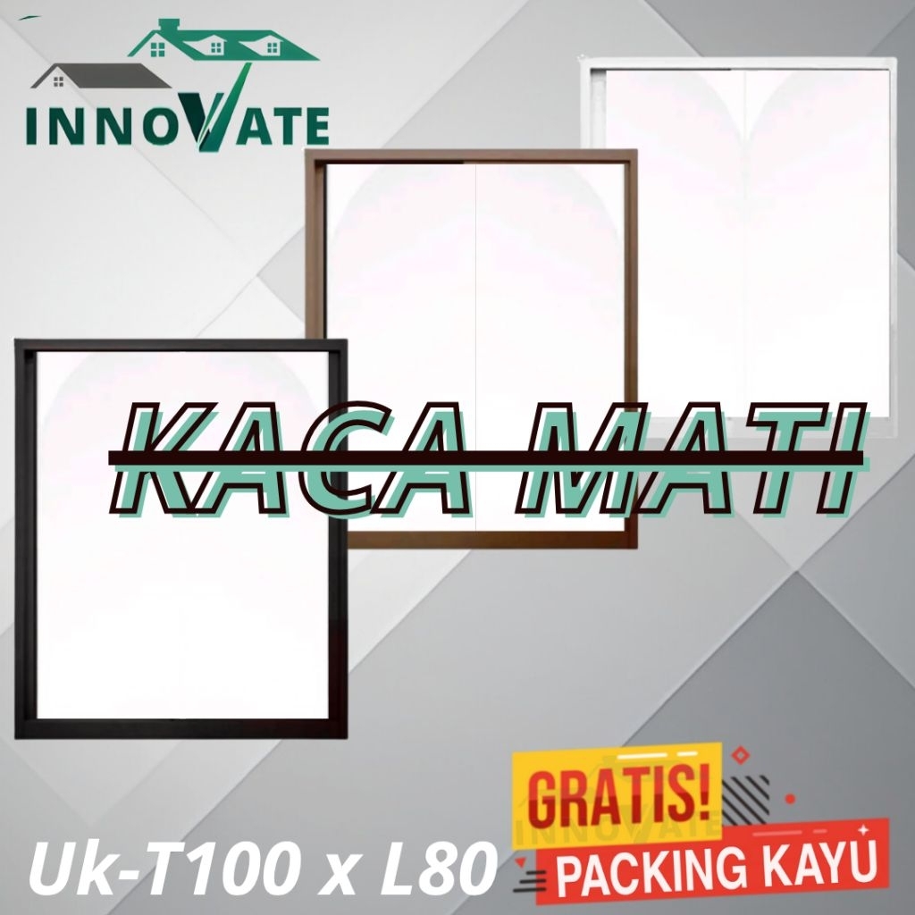 jendela aluminium Kaca mati Free packing kayu + bublewrap