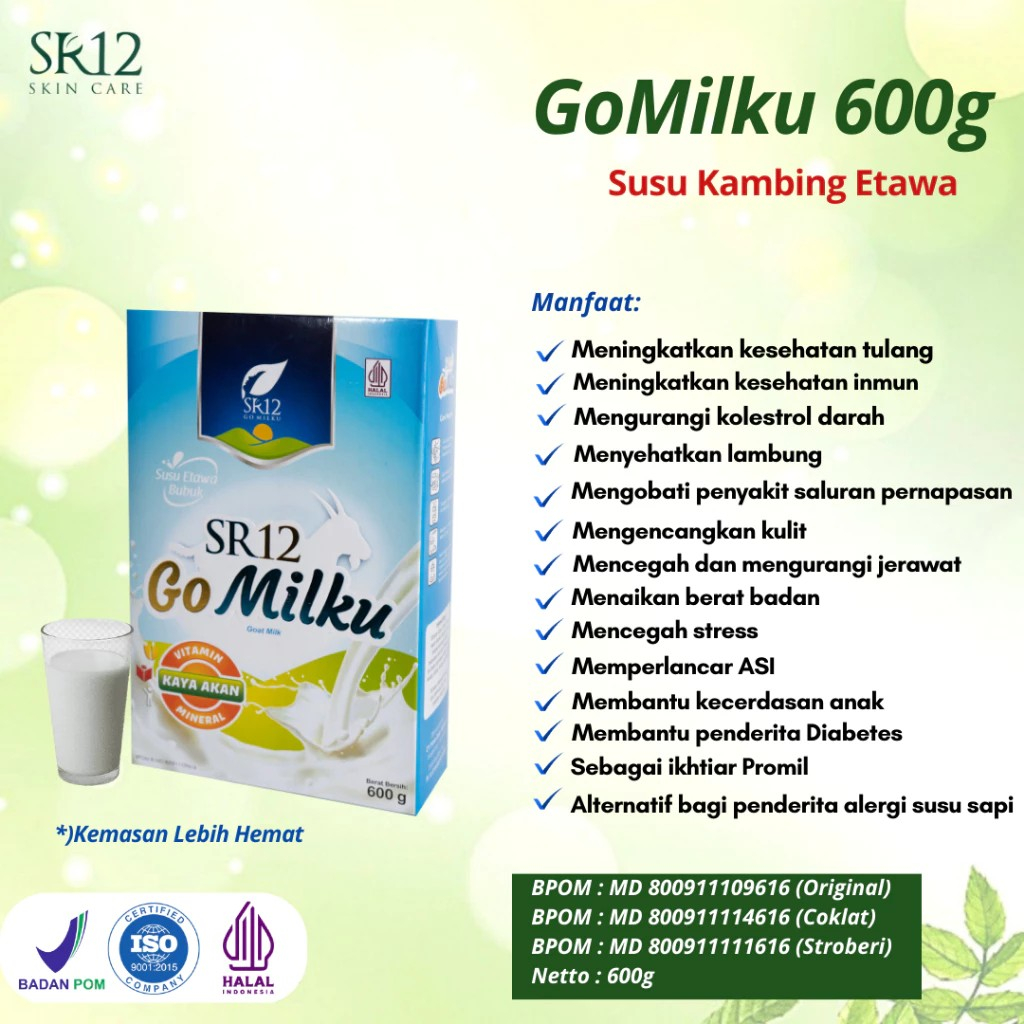

Susu Gomilku SR12 Susu Kambing Etawa Bubuk Kualitas Premium Kemasan Hemat 600 Gram
