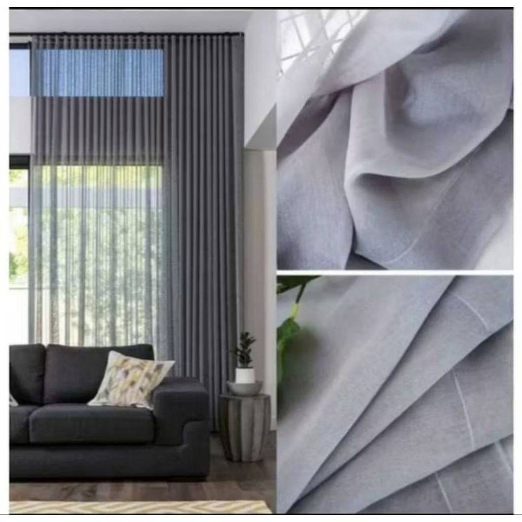 Gorden vitrase polos abu transparan Dalaman gorden vitrase gorden Tirai jendela pintu motip import