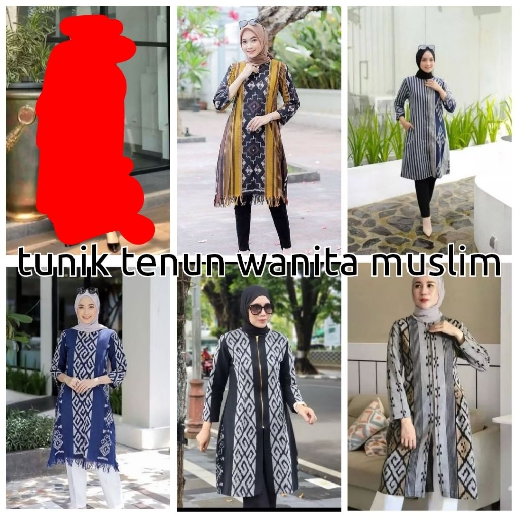 tunik tenun wanita muslim atasan tunik tenun