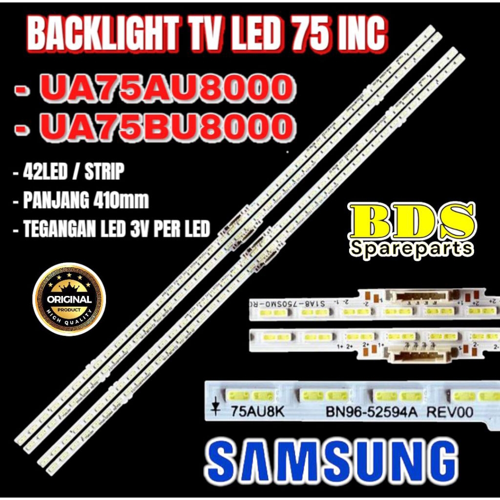 BACKLIGHT TV LED SAMSUNG 75 INC UA75AU8000 UA75BU8000 UA 75AU8000 75WU800 42LED / STRIP PANJANG 410m