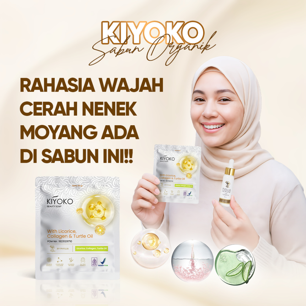 Kiyoko Beauty Soap – Sabun Cerah & Kencang untuk Kulit Sensitif | Lembut, Tidak Kering | BPOM Halal