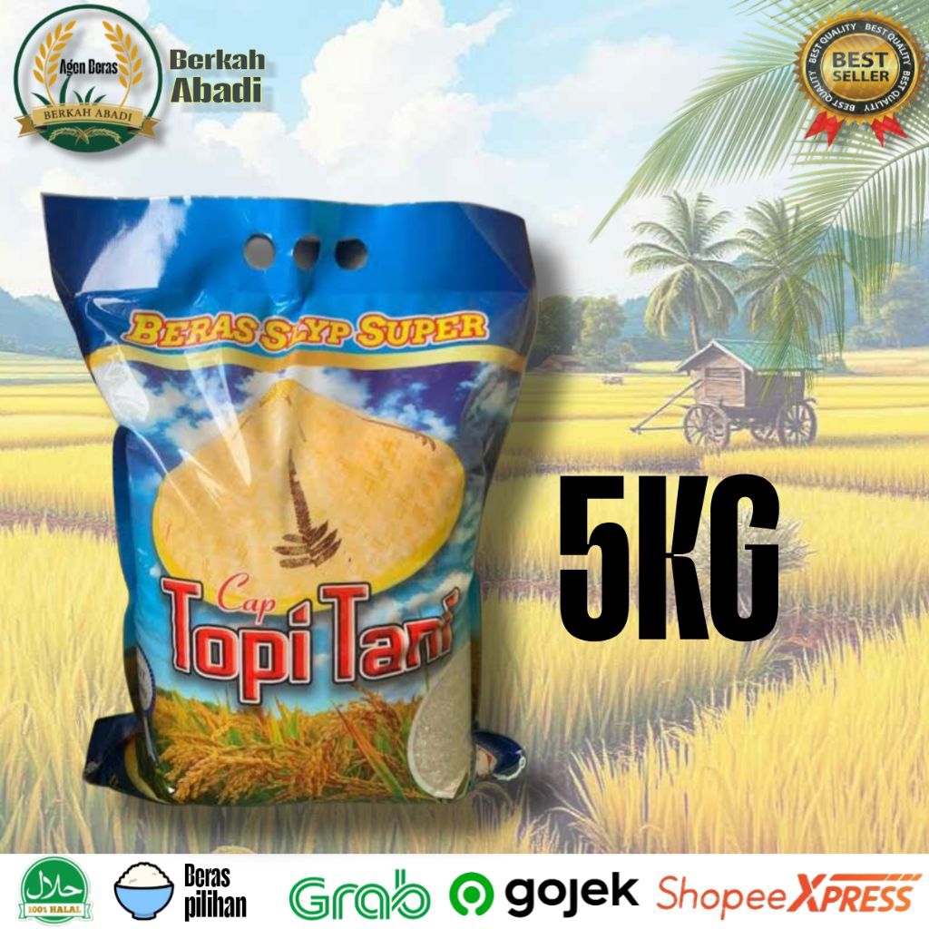 

Beras Topi tani 5KG Berkualitas Premium - Nasi pulen & Enak