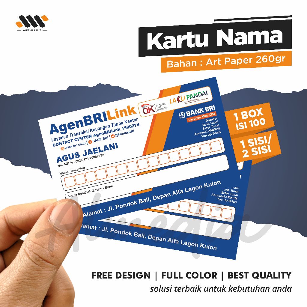 

Cetak Kartu Nama Bahan Art Paper 260gr (GRATIS DESAIN)