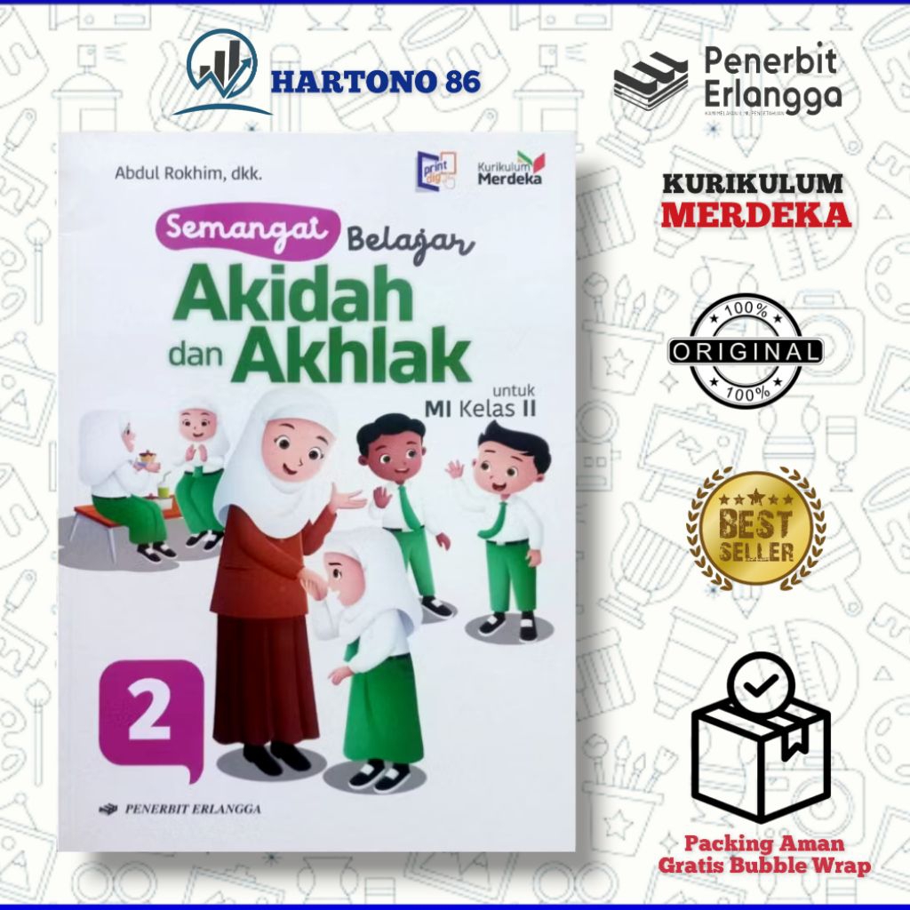 Buku Akidah Akhlak Erlangga Madrasah Ibtidaiah kelas 2 MI kurikulum merdeka