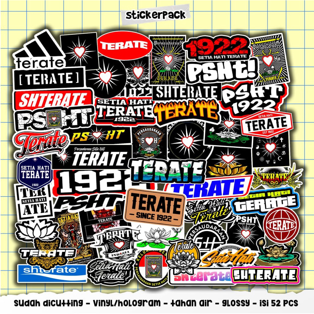 

STICKERPACK 52PCS (PERSAUDARAN SETIA HATI TERATE) ( VINYL GLOSSY / HOLOGRAM )S