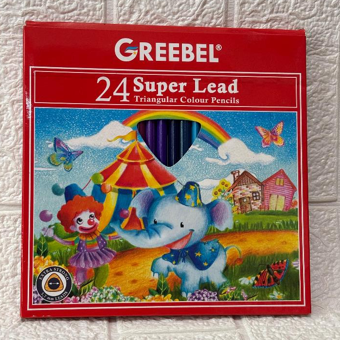

Pensil Warna / Kelir GREEBEL Super Lead Triangular Colour Pencils Isi 24 (Panjang)