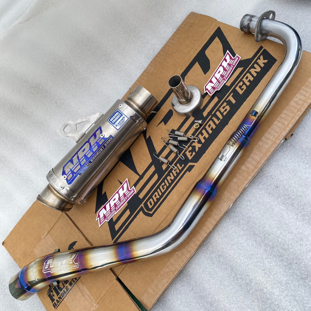 kenalpot origina nrk exhaust Tr1 leher titanium kolong road race inlet 50mm cocok untuk motor supra 