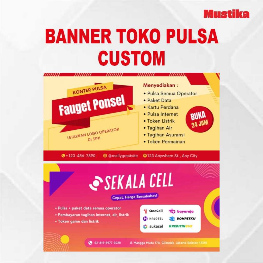 BANNER CUSTOM TOKO PULSA 3 METER