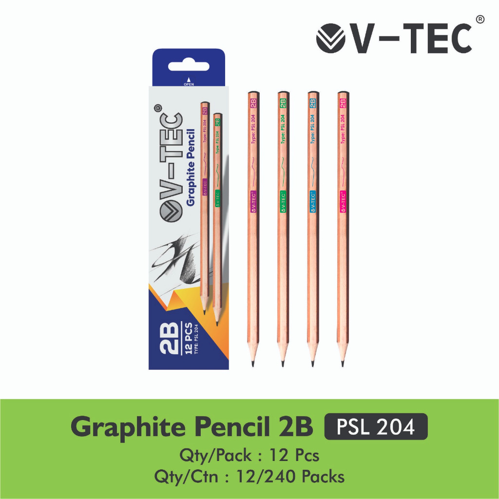 

(1 PACK 12 PCS) PENSIL 2B V-TEC PSL 204 / VTEC PSL204 PENCIL KAYU PENA ORIGINAL MENULIS GRAPHITE MENGGAMBAR SKET SKETCH ANAK ALAT TULIS SEKOLAH KULIAH ATK KANTOR STATIONERY MURAH / MITRA ABADI KATALOG JOGJA