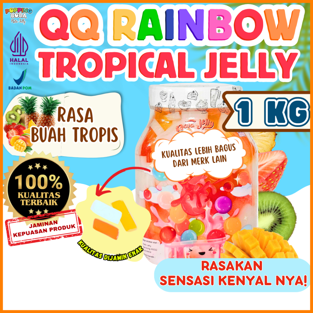 

QQRainbowJellyKonyakuToppingMinumanKombinasi LABR Sirup Gula Aren Brown Sugar Syrup - Tropical Jelly Buah Tropis 1 KG | Cocok Untuk Semua Jenis Minuman