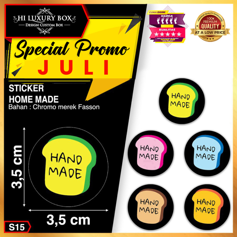 

Sticker Home Made | Label Ucapan | Laminating Glossy | Murah 3.5x3.5 Hitam