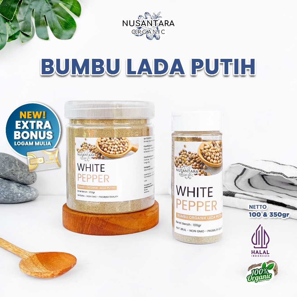 

Nusantara Organic Lada Putih Bubuk Halus Whitepepper Powder Merica Murni Bumbu Masakan Sehat