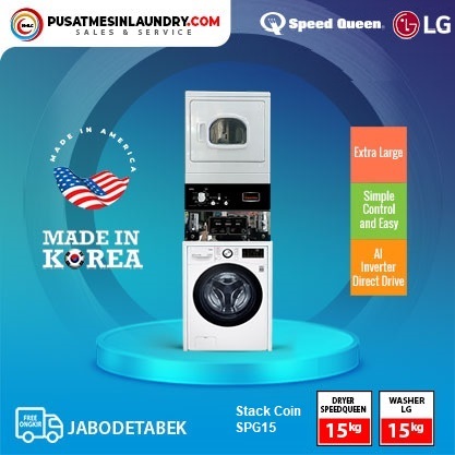 Stack Coin SPG15 (Washer LG 15 Kg & Dryer SpeedQueen 15 Kg)