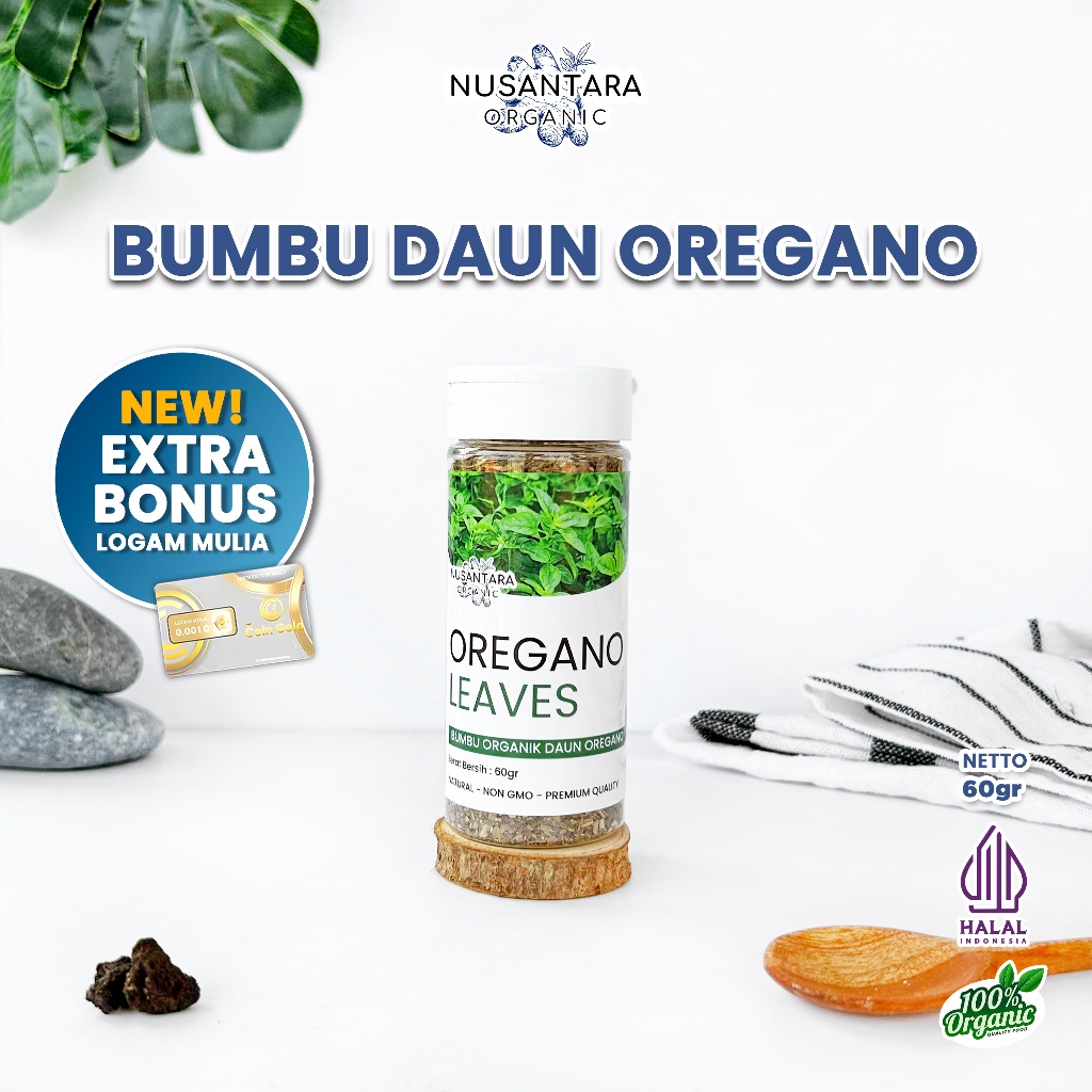 

Nusantara Organic Oregano Kering Dried Leaves Murni Organik Tanpa Campuran Bumbu Masak 60gr