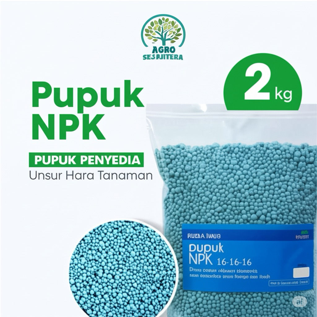 Pupuk NPK 16-16-16 Butiran 2 Kg untuk Penyubur Daun, Bunga, dan Buah Tanaman Hias serta Sayuran