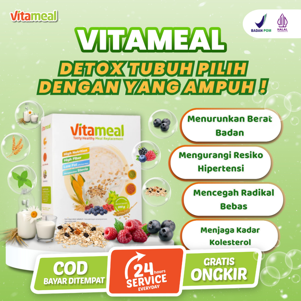 

VITAMEAL Sereal Herbal Mengatasi Hipertensi Sumber Insulin Bantu Program Diet Sehat Sering Kencing Gejala Diabetes Gula Darah Tinggi Infeksi Saluran Kencing Alami Turunkan Berat Badan Tanpa Efek Samping VITAMEL GERD