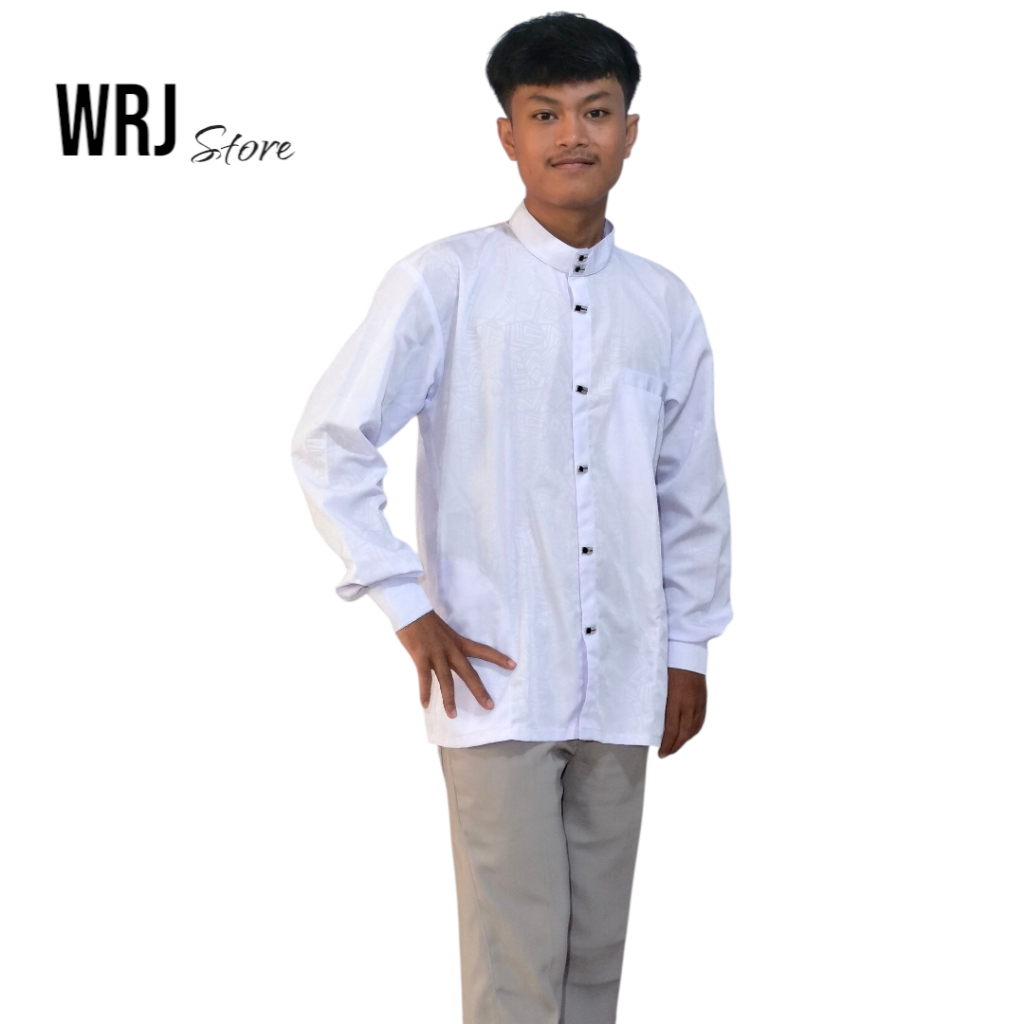 kemko kemeja koko pria premium motifnya embos etnic warna putih