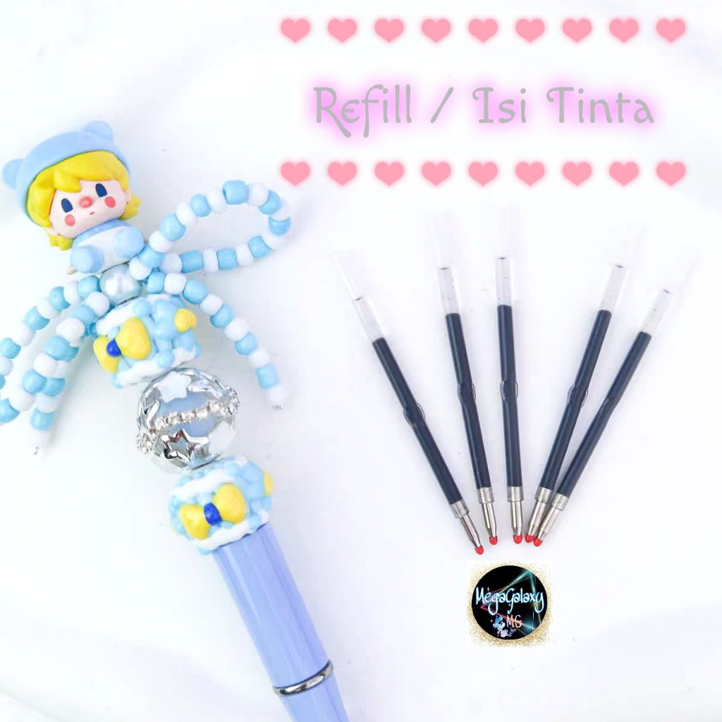 

Refill Isi Tinta Pen Pulpen Pena Beads Manik Black 10pcs