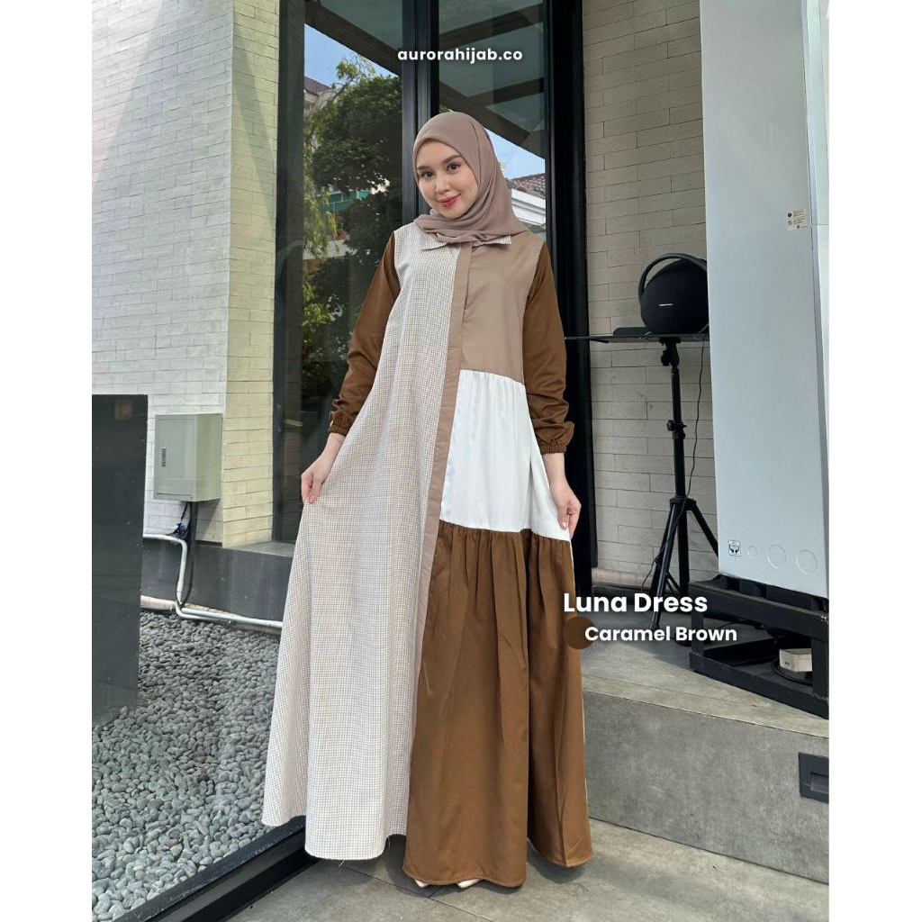 GAMIS LUNA DRESS BY AURORA HIJAB (GAMIS ONLY) // GAMIS LUNA AURORA // GAMIS KATUN MOTIF KOMBINASI