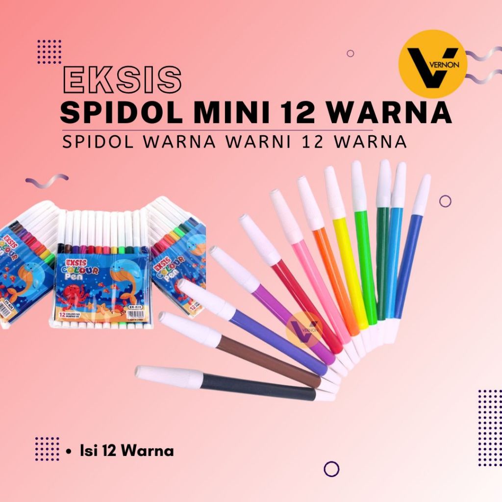 

Spidol Set Mini 12 Warna Spidol EXSIS EX-828 Spidol Mini Warna Warni Color Pen Mini