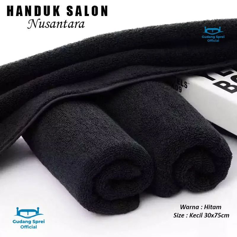 Handuk Polos Hitam Kecil 30 x 75cm | Handuk Salon Handuk Muka Handuk Olahraga Handuk Hitam Nusantara