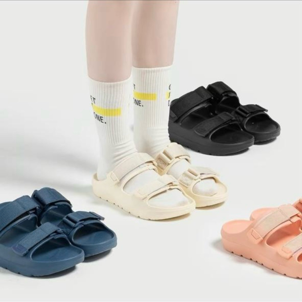 [BONUS TAS] SANDAL SLOP ANDO PRIA WANITA HITAM UKURAN 39-43 EVA KARET TERBARU ANTI LICIN  / SANDAL S