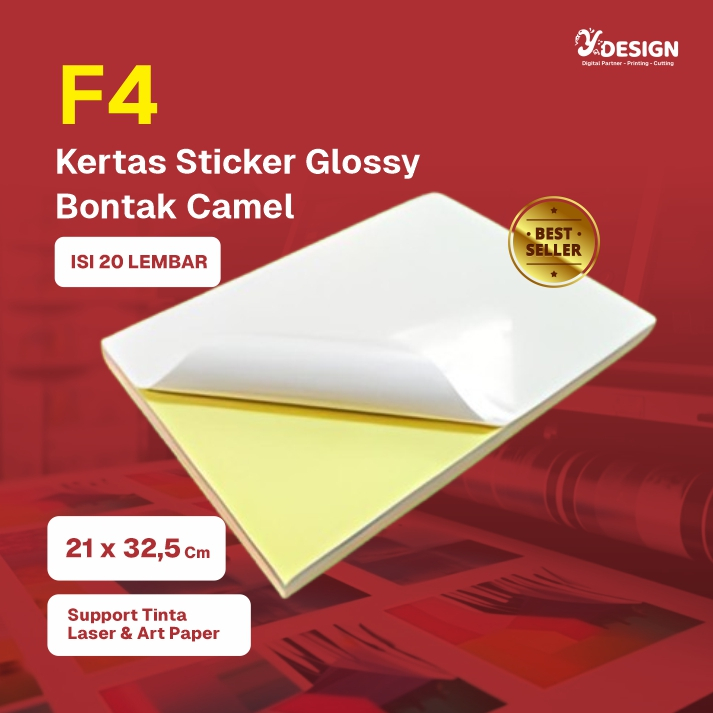 

Kertas Sticker GLOSSY F4 ( 21 x 32,5 cm ) - Sticker Kemasan (Support tinta art paper & laser)