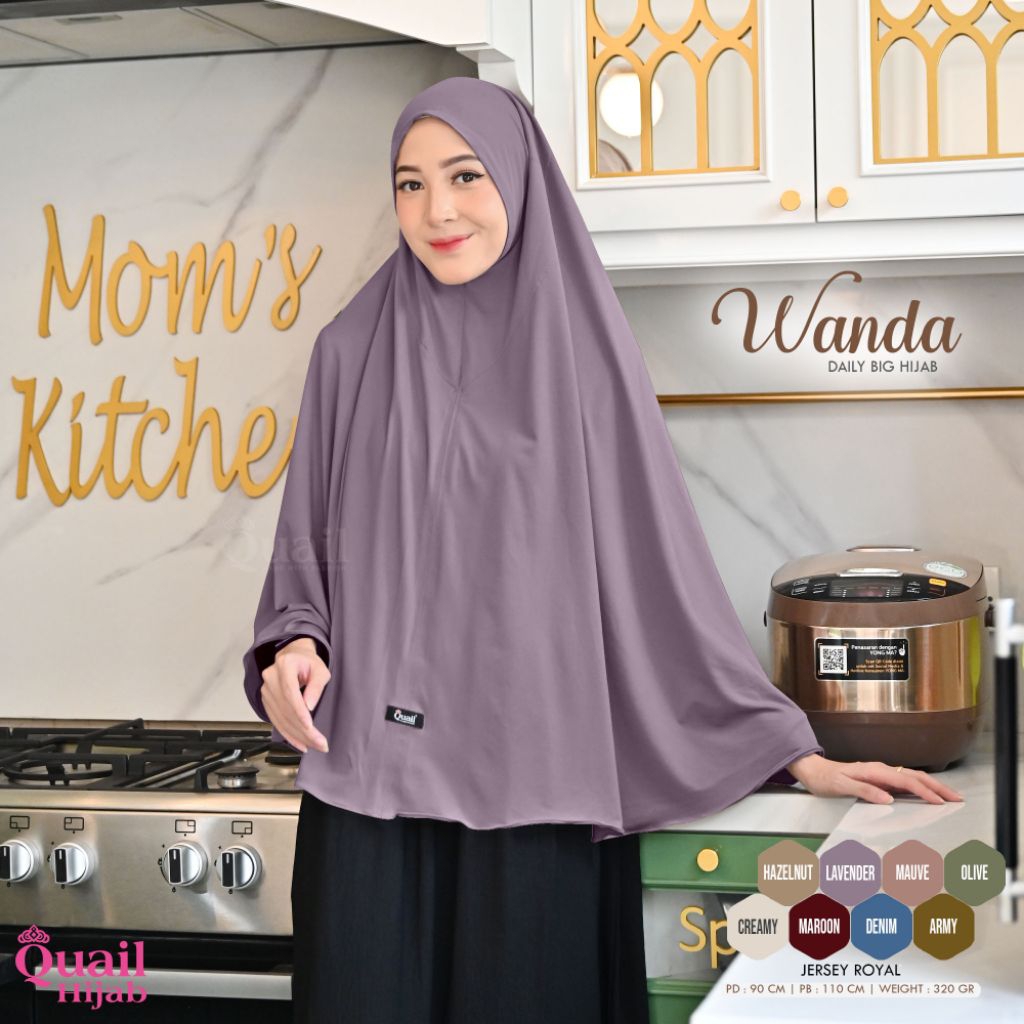 Hijab Instan Bergo Jumbo Jersey WANDA Original Jilbab Quail