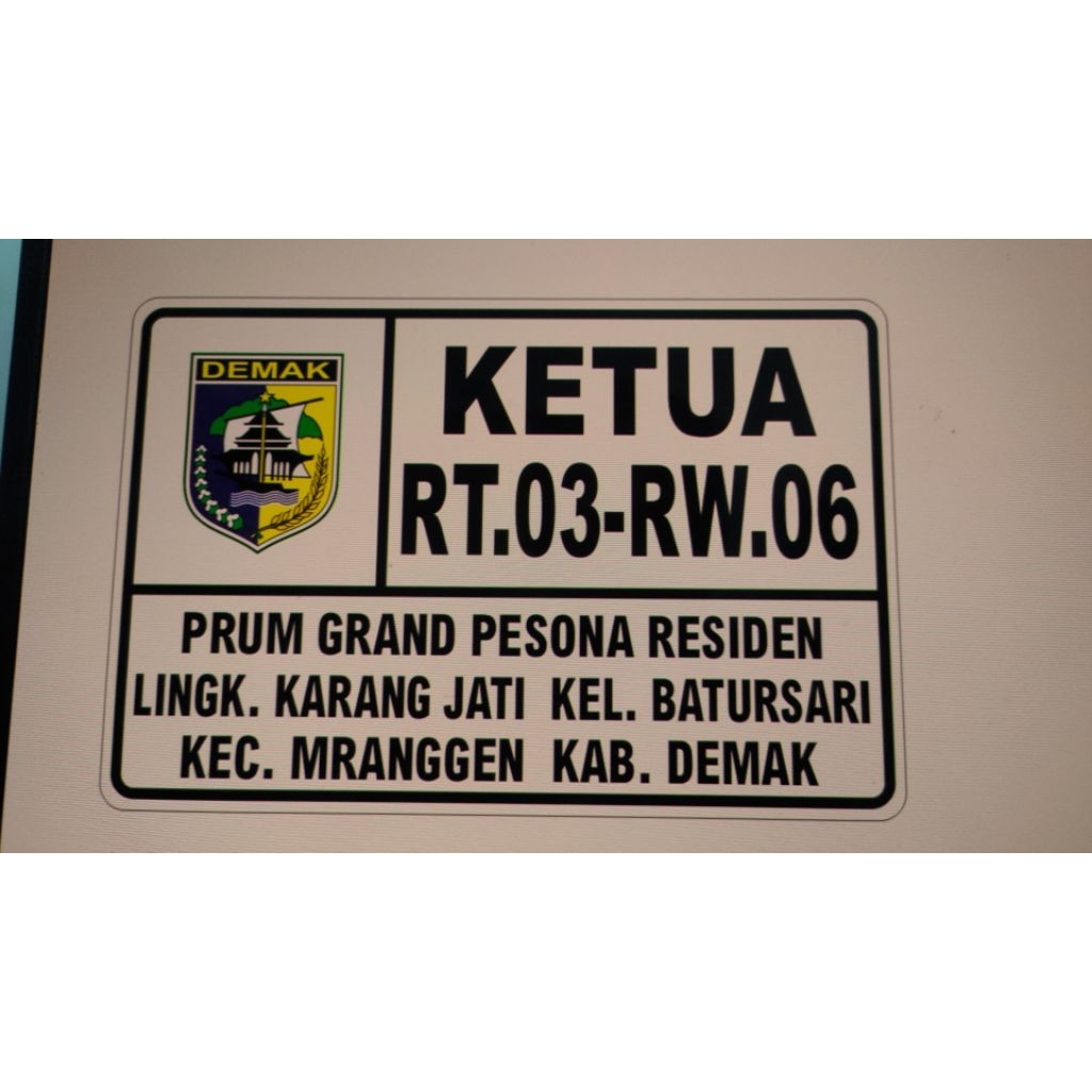 

custom papan nama rt 45x30cm akrilik komplit baut