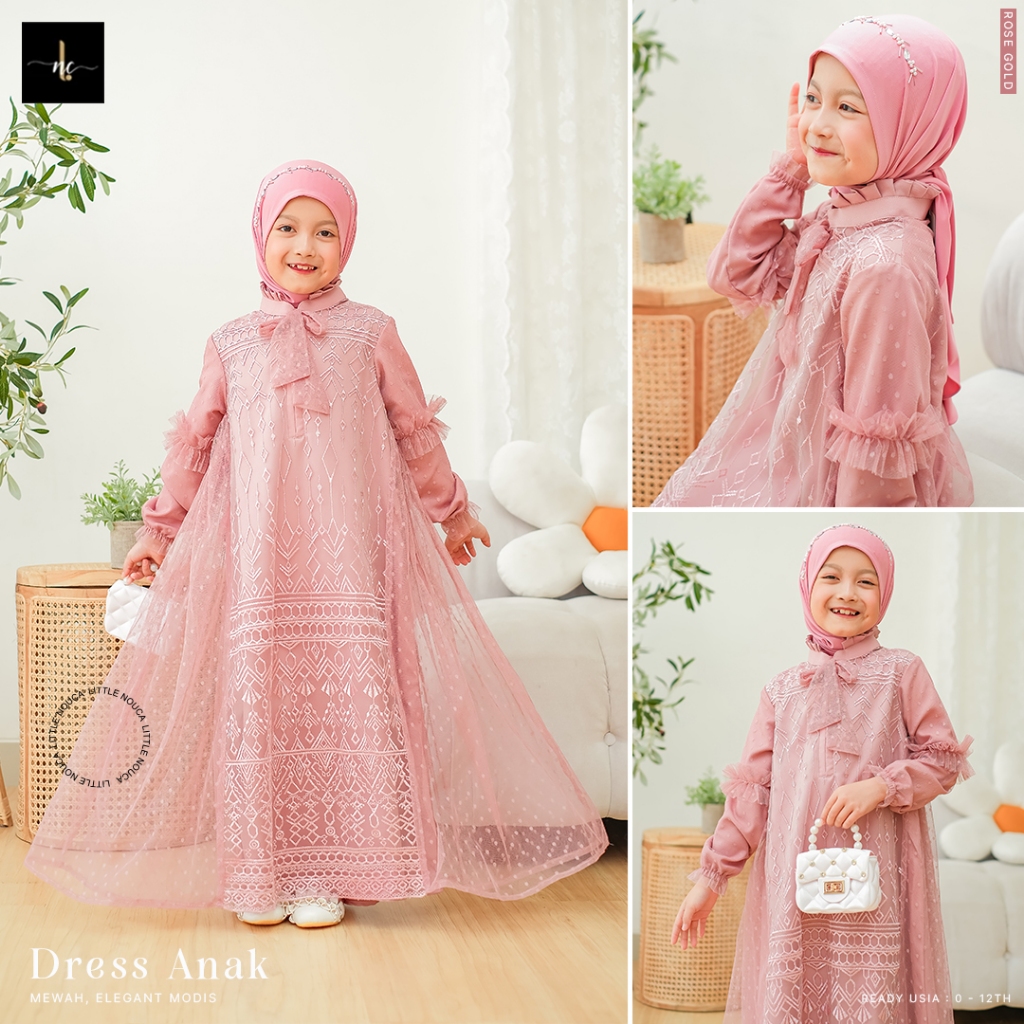 Little Nouca -Gamis Anak Perempuan Model Terbaru 2026 Brukat Kekinian|Dress Kondangan Anak Perempuan