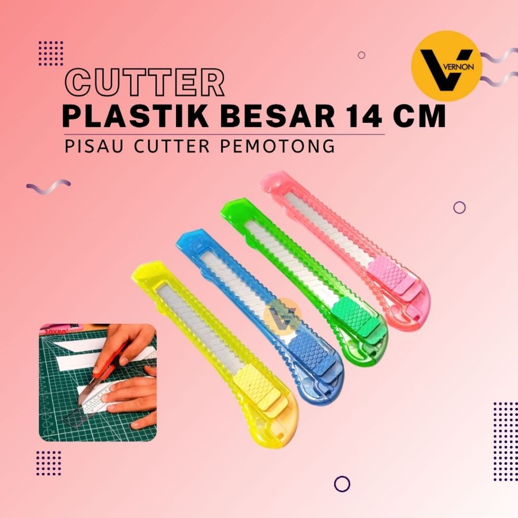 

Cutter Besar Pisau Cutter Besar Cutter Pemotong Plastik Besar Kater Transparan 14 cm