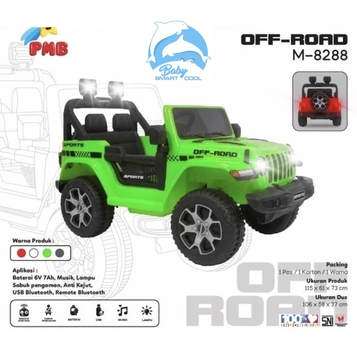mobil jeep mainan | mobil aki anak | PMB Jeep Rubicon M-8288 Off Road Remote Control