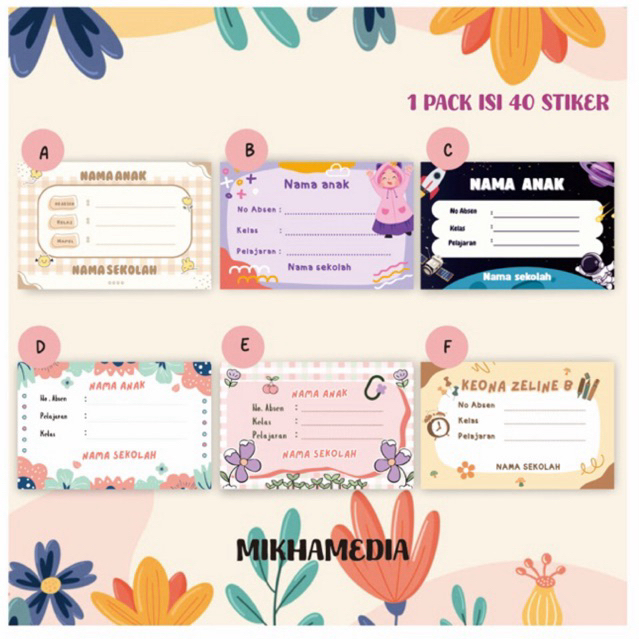 

label nama buku sekolah / label nama custom sekolah / stiker buku